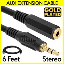 3.5mm Extension Cable 6 Feet Aux Extender Cord 1/8" Stereo Cable Headphone PC TV