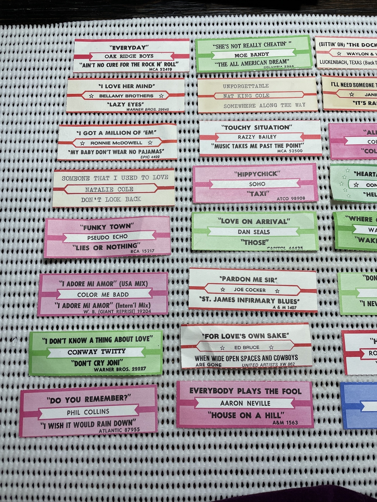 Lot of 40 Mixed vintage jukebox title strips No Duplicates. 3 eBay