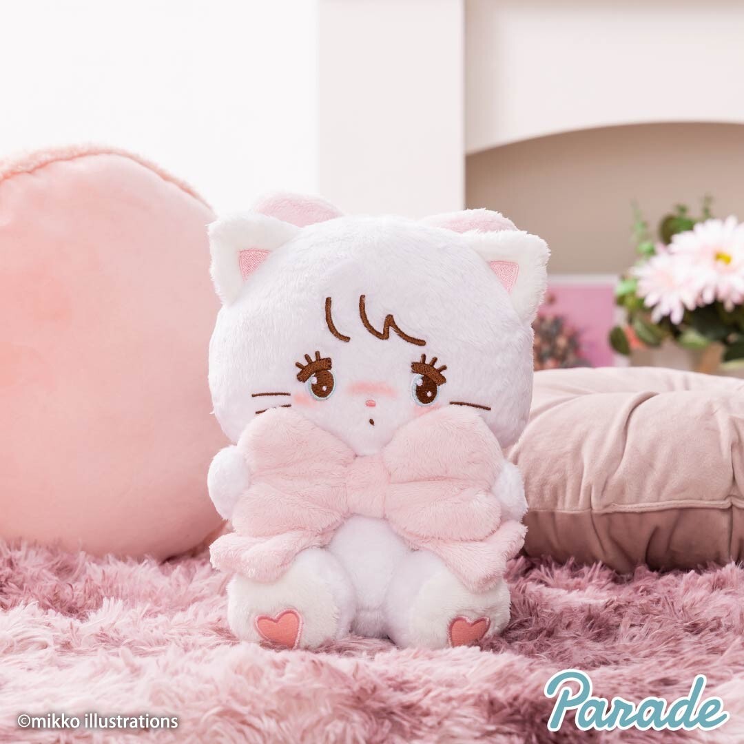 Mikko Characters Mousse Plush Toy Doll HUG Ribbon & Mascot Set of