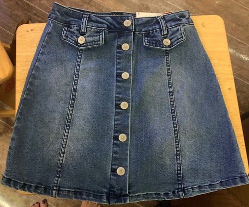 Hot Kiss Women's Sz One Stretch Denim Button-Up Jean Mini Skirt NWT