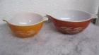 Lot of 2 Autumn Harvest Wheat Pyrex cinderella mixing bowls 441 & 442  rust