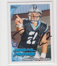 JIMMY CLAUSEN CAROLINA PANTHERS 2010 TOPPS #221 NOTRE DAME AUTOGRAPHED CARD
