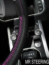 For 59 Austin Healey 3000 True Leather Steering Wheel Cover Hot Pink Double Stt