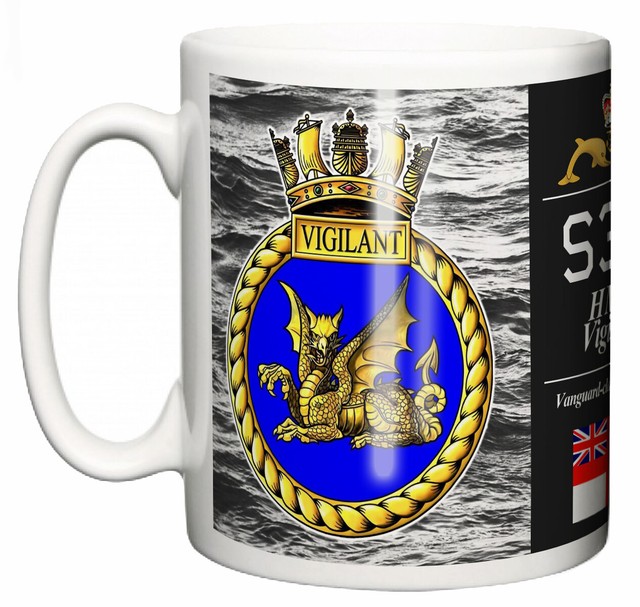 Royal Navy HMS Vigilant Mug, Vanguard Class Strategic Submarine Pennant