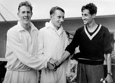 Great Britain Roger Bannister John Parlett shake hands with Fran- Old Photo