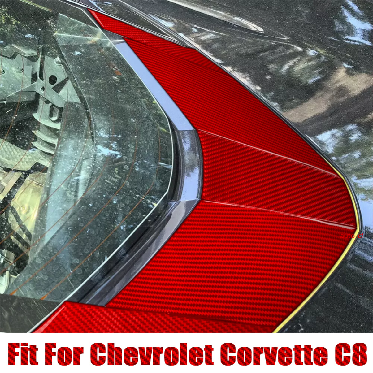 For Corvette C8 2020-24 Real Red Carbon Fiber Engine Exterior Panel Cover Trim