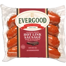 3 Lbs Evergood Beef Louisiana Brand Hot Link Sausage 48oz (3 Packs x 16oz Each)