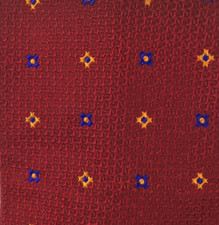 ROBERT TALBOTT Best of Class 100 Silk Red Orange  Blue Geometric Made in USA