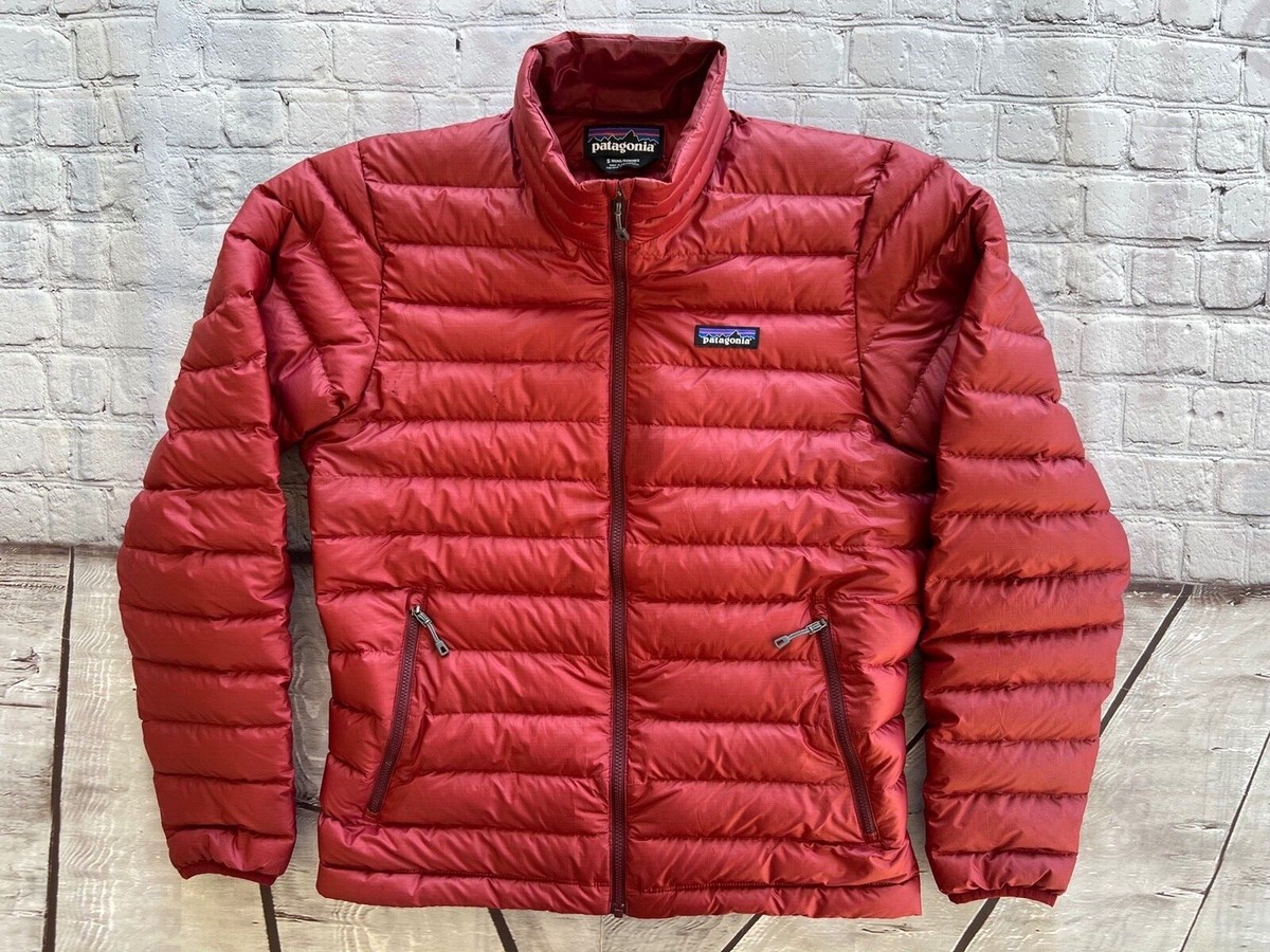 Mens PATAGONIA Red Goose Down Full Zip Sweater Jacket Small $229