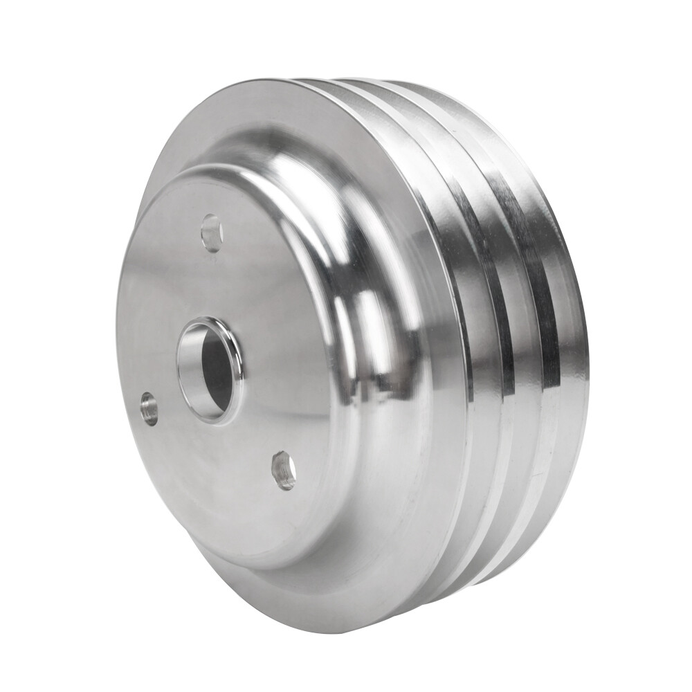 SB Chevy Aluminum Crankshaft Pulley 3 Groove LWP Long Water Pump SBC