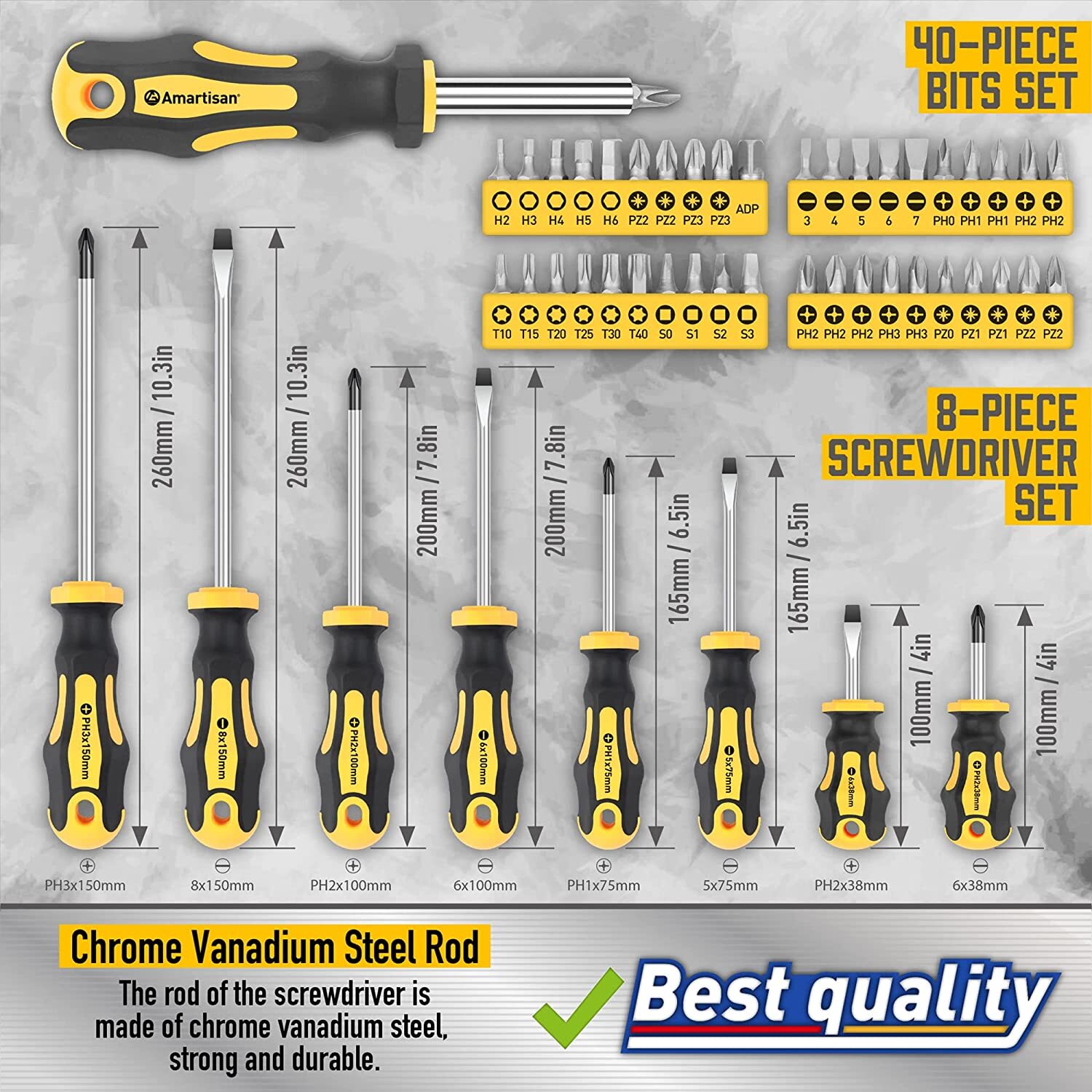 Screwdrivers Set with Case Amartisan 72piece Includs Slotted Phillips eBay