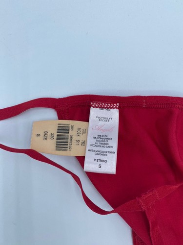 VTG VICTORIAS SECRET RED SATIN THONG G-STRING PANTY sz S NWT 12/05 Date - Picture 3 of 4