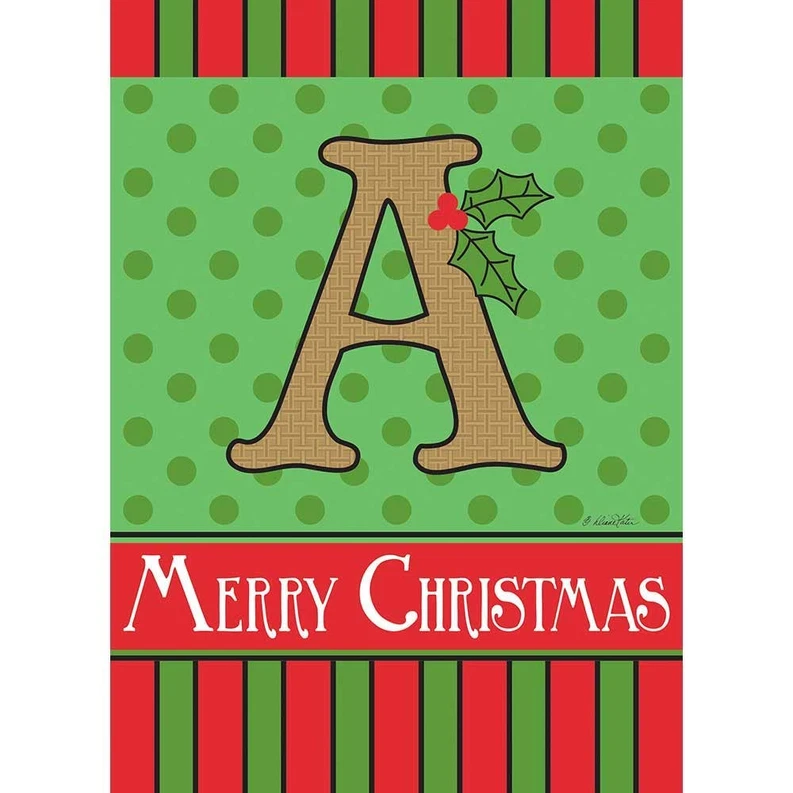 Feliz Navidad Monograma Arpillera Jardín Bandera Foto 2 de 4