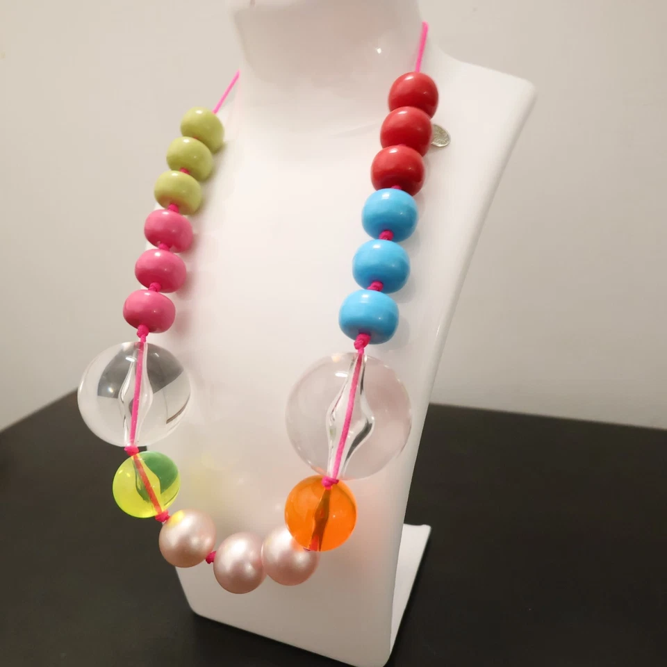 Tarina Tarantino Collar Candy Rave Gargantilla Colorido Lucite Cuentas Satén Cordón Corbata Foto 2 de 4