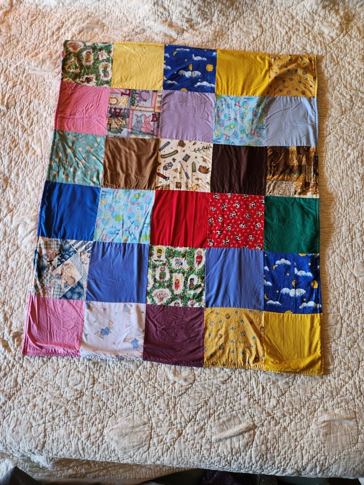 Edredón de retazos vintage para bebé niño 36"x42" Foto 4 de 4