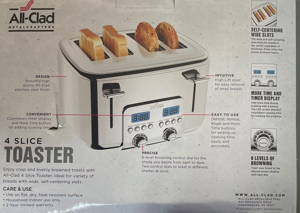 ALLCLAD DIGITAL TOASTER 4 SLICE 10942223917 POLISHED STAINLESS STEEL