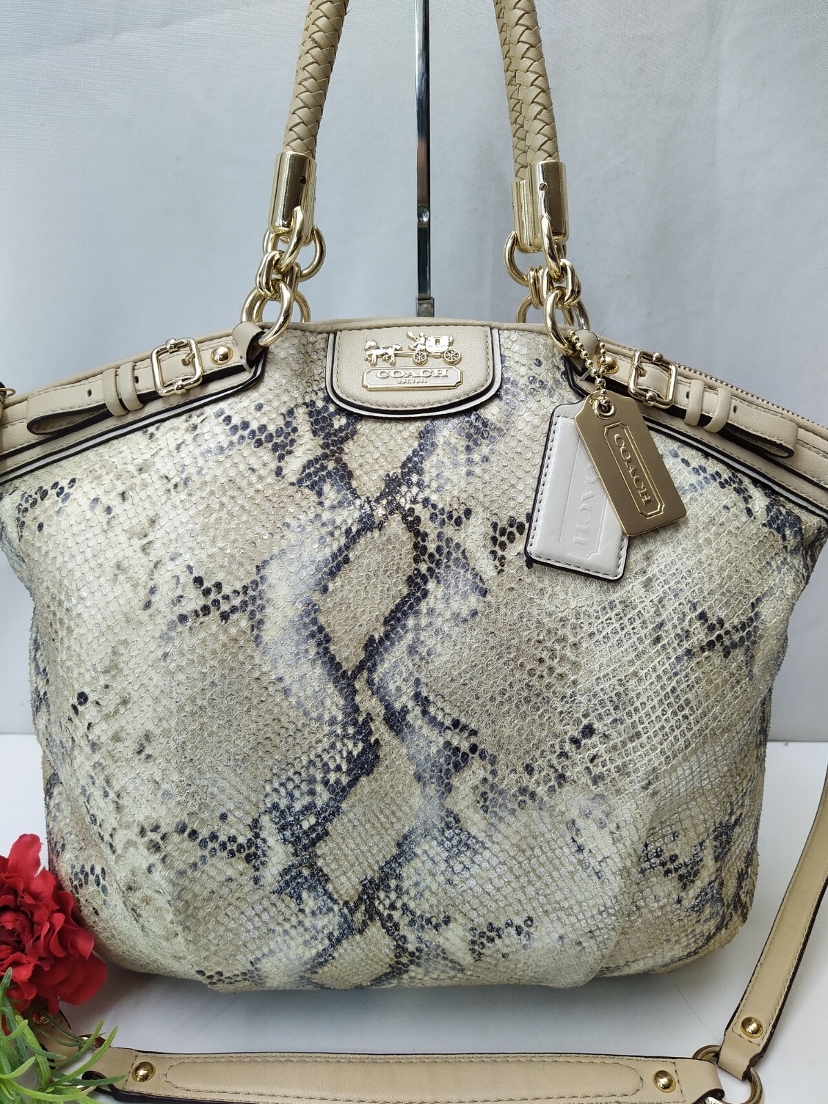 Coach Madison Lindsey Ltd Ed Python Embossed Leather Satchel Shoulder ...