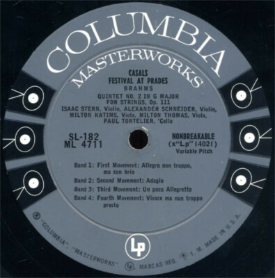 その他 LP Johannes Brahms, Robert Schumann, Pablo Casals / Casals Festival At Prades, Third Series: Quintet N ML4711 /00200 Brahms Schumann - Casals Festival At Prades – Third Series Vinyl