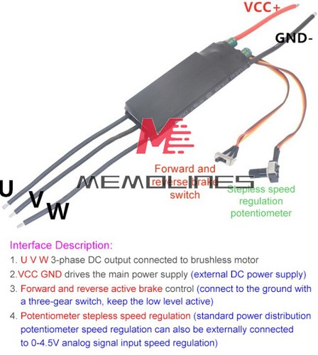 3 phase DC6-24V 200/1000W Brushless Hall Motor Pump Driver ESC Speed Controller - Picture 13 of 17