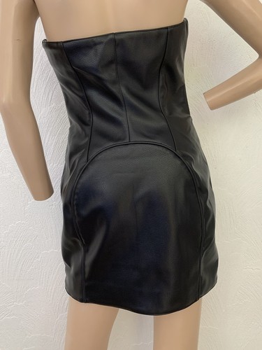 KHY By Kylie Jenner Black Faux Leather Mini Dress MEDIUM UK 10 US 6 EU 38 BNWT - Picture 18 of 23