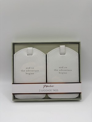 Paperchase Luxus Kofferanhänger weiß, 2er Pack | Das Abenteuer beginnt