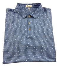 Peter Millar Summer Comfort Men's Sz. XXL Blue AOP Golf Performance Polo Shirt
