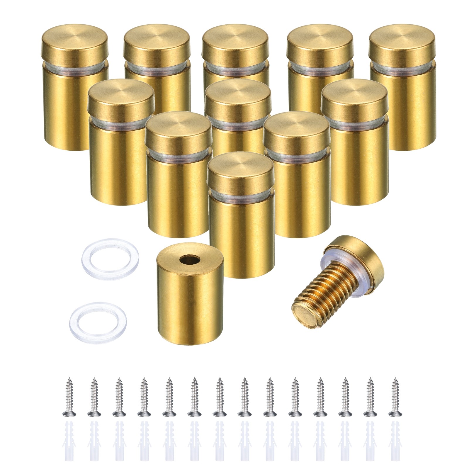 12 Pcs 5/8" x 1" Standoff Screw with 14pcs Screws for Hanging, Brushed Gold