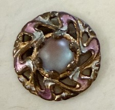 Rare Antique Saphiret Pierced And Enameled Button