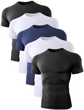5 Pack Men s Compression Shirts Short Sleeve Cool Dry Sports Athletic Workout...