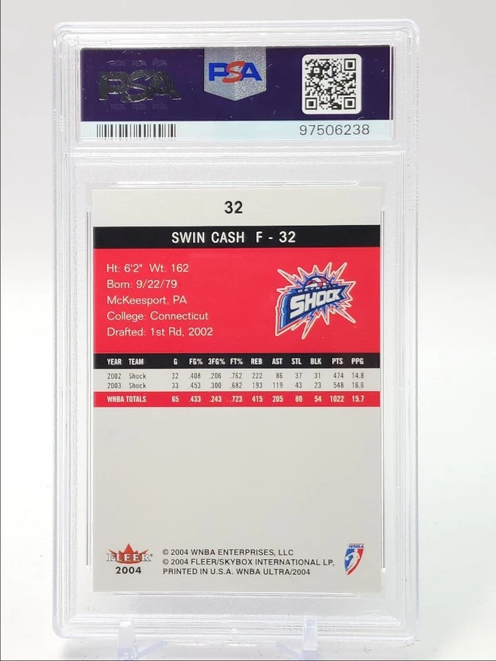 SWIN CASH 2004-05 FLEER ULTRA WNBA BASKETBALL SHOCK #32 PSA 7 Q3110 - Image 2 of 2