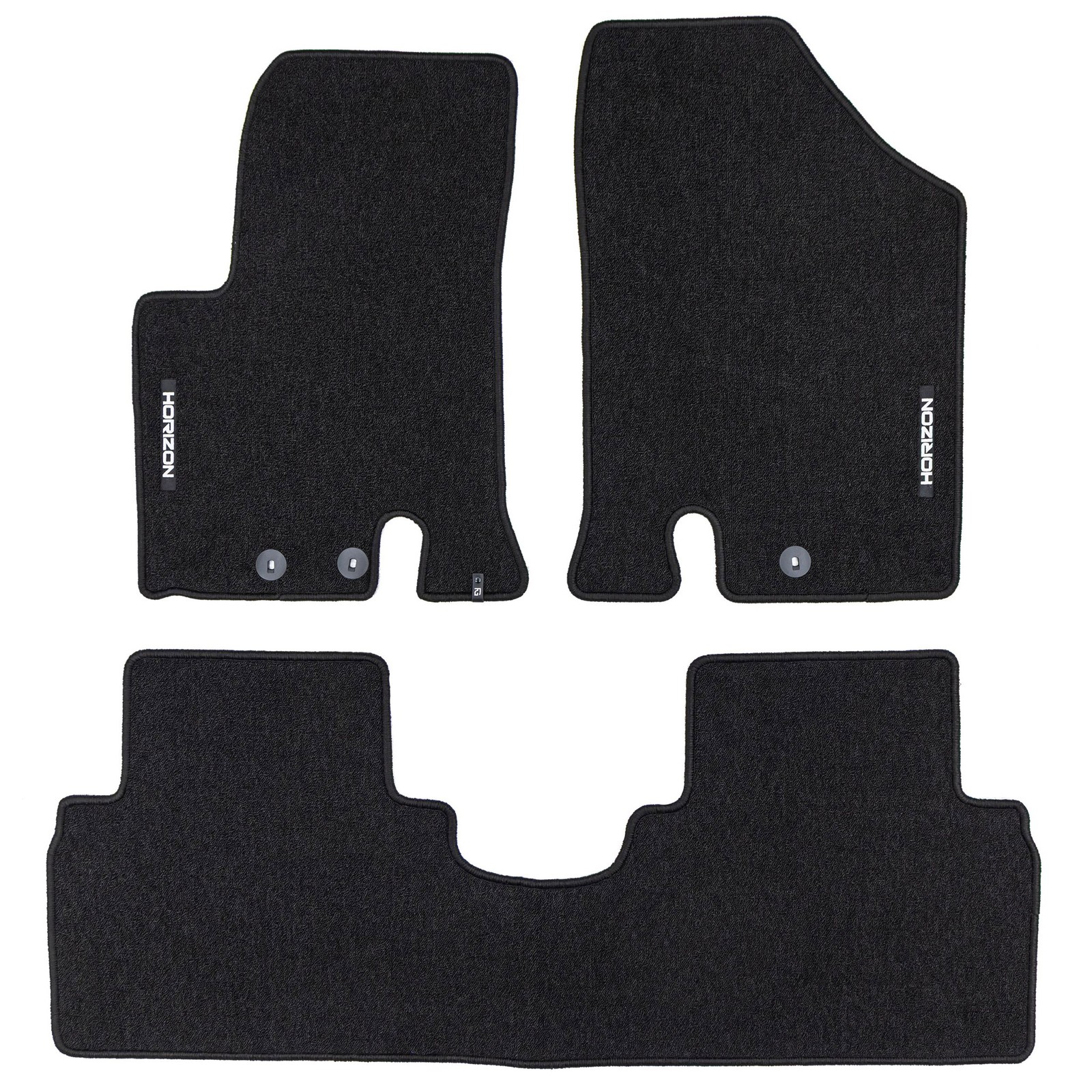 Tapis de sol Kia Venga 2009-2019 en velours noir résistant - Jeu complet de 3 pièces sur mesure