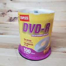 Staples DVD-R 4.7GB 120 Minute 16X Black Recordable Discs 100 Pack - Not Sealed