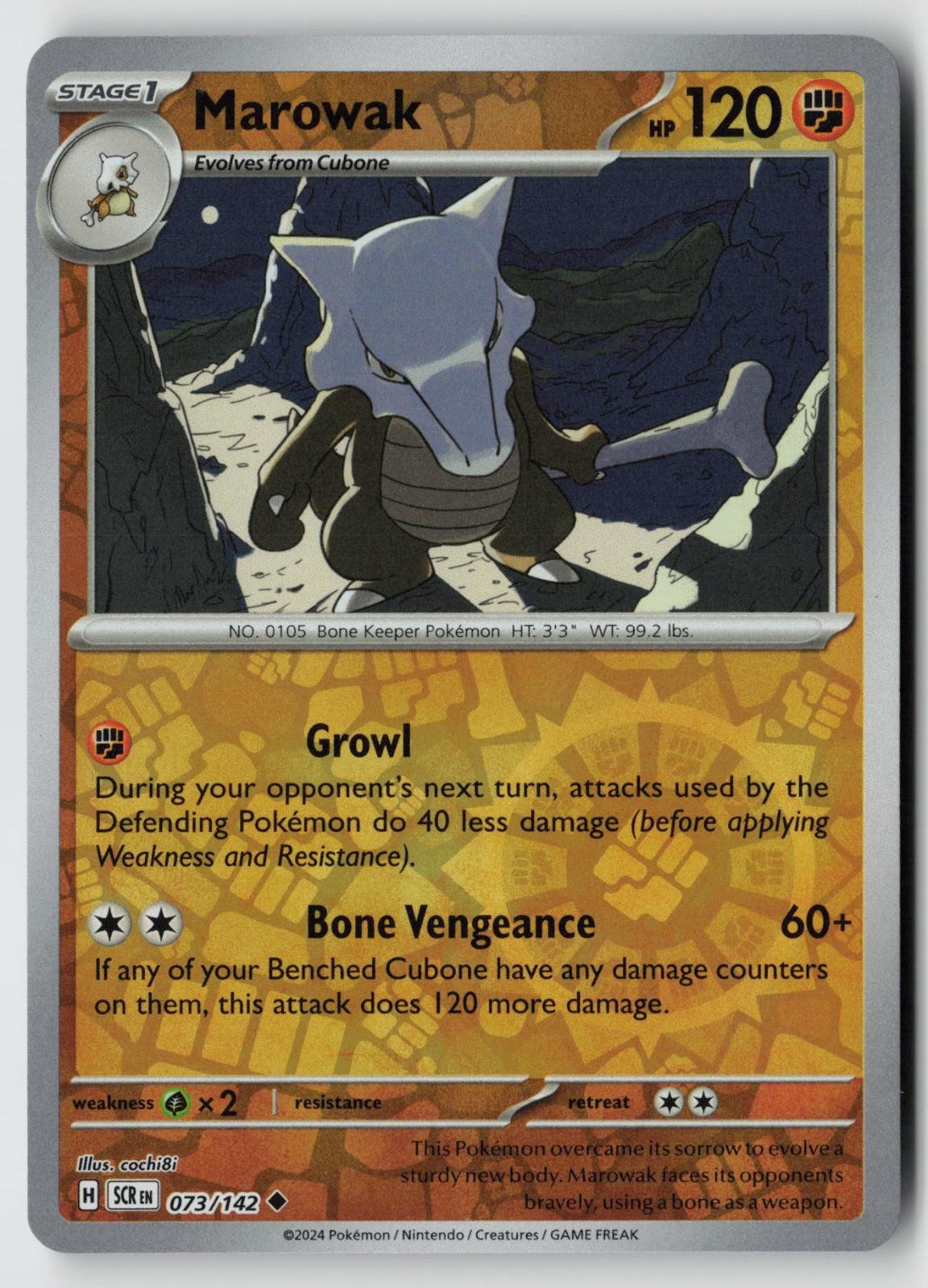 Marowak 73/142 Uncommon Stellar Crown Pokemon Reverse Holo Near Mint