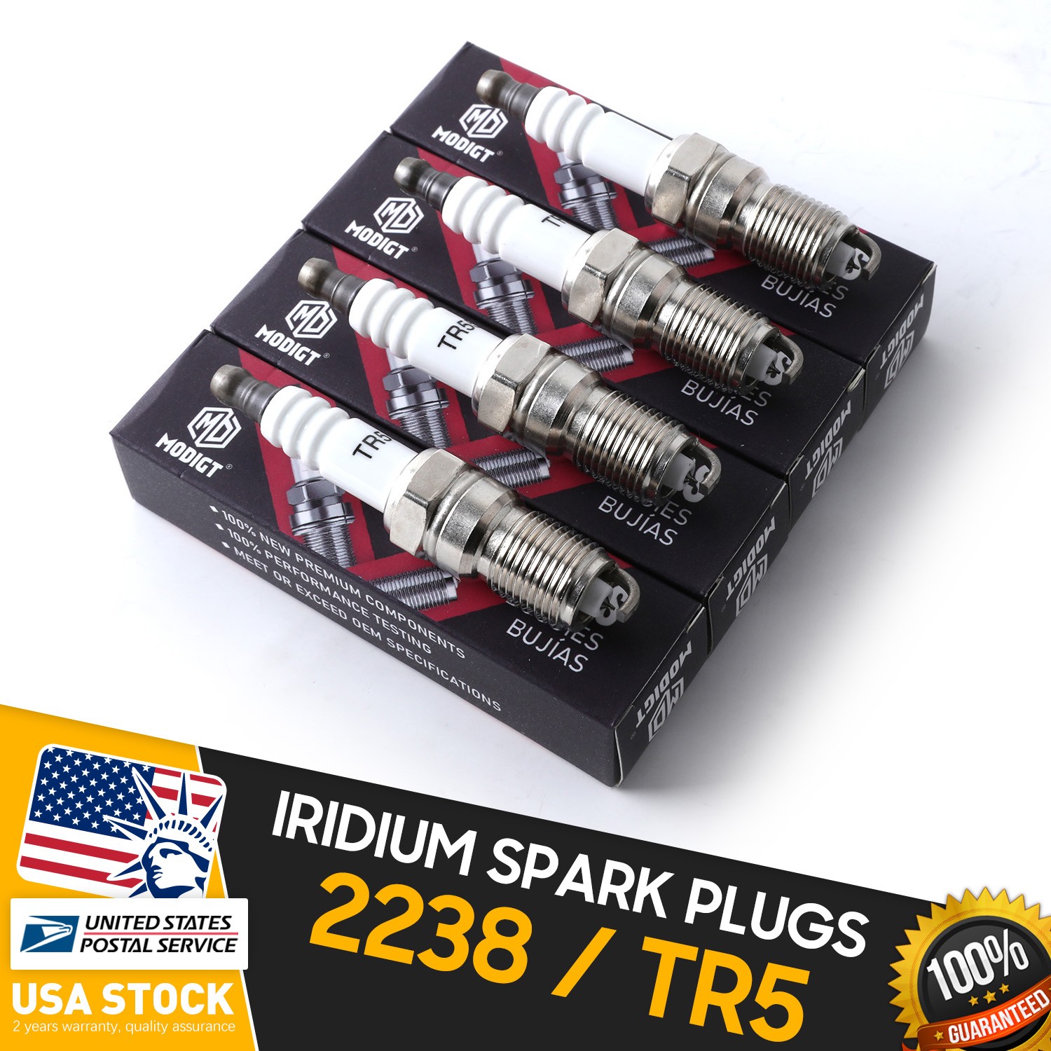 MGT For NGK TR5 #2238 Spark Plugs 4Pcs Iridium for Chevrolet LS Engines LS1 LQ4