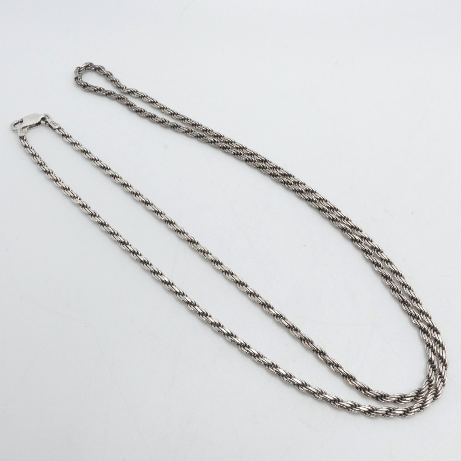 Italy Sterling Silver 2mm Twist Rope Chain Necklace 22