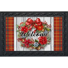 Briarwood Lane Holiday Poinsettia Wreath Doormat