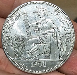 PIASTRE DE COMMERCE INDOCHINE PIECES DE 1908 REPLIQUE