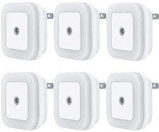 6Pcs Plug-in LED Night Lights Lamp Dusk to Dawn Sensor Hallway Kitchen Bathroom