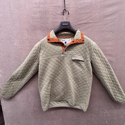 Rock Monkey Outfitters Pullover Mens Medium Green Quilted Quarter Snap Cotton