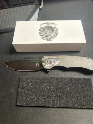 BergBlades Tick Dark Stonewash Ti Shipwreck CamoCarbon Inlay LEFTY