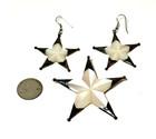 Estate Vintage Sterling Silver Mother of Pearl Star Brooch & Earring Set — photo 3