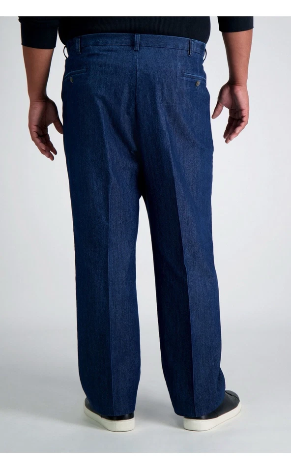 Pantalones de mezclilla plisados Haggar grandes y altos de trabajo a fin de semana HC90280 44 W X 30 L Foto 3 de 3
