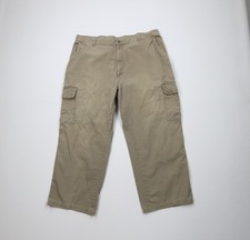 Vintage 90s Streetwear Mens 40x27 Sun Faded Baggy Wide Leg Cargo Pants Beige