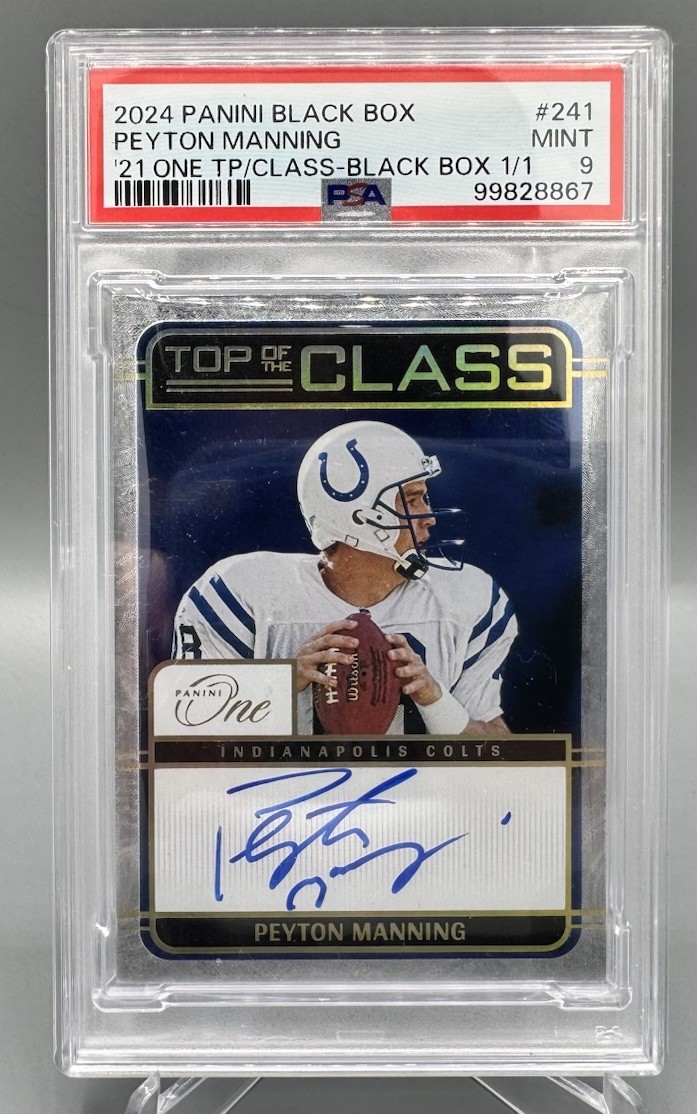 2024 Panini Black Box Peyton Manning Top of the Class Auto 1/1 PSA 9 Colts
