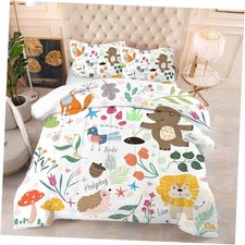 Animal Comforter Set: Forest Animals Kids Bedding Set Cute Twin Cartoon Animals