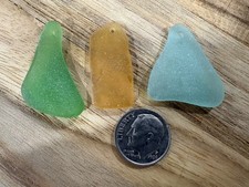 Sea glass - 3 Top Drilled Pendant Pieces - Lot  440
