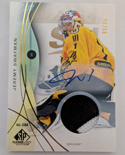 2024-25 Upper Deck NHL SP Game Used Jeremy Swayman Gold Auto Jersey 09/25