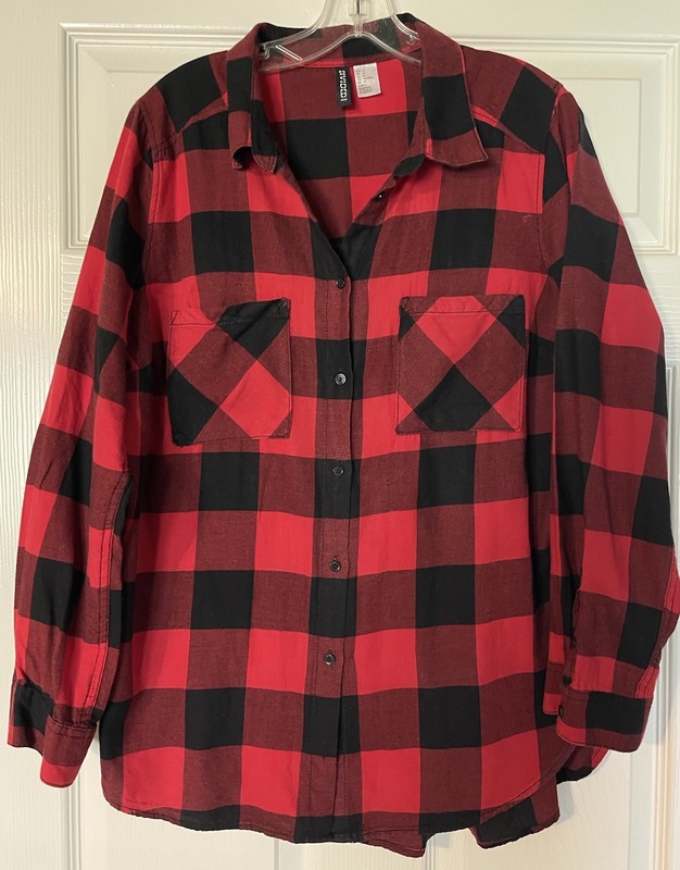 Buffalo Check Button Up Shirt Womens L, Tag Says 14. 