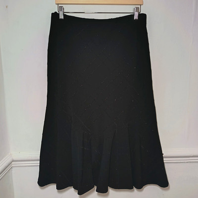 Bonmarche Damen Rock Schwarz Größe UK 14 Glitzer Karo Rüschen Midi Whimsigoth