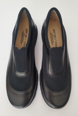 Sergio Rossi Black Leather & Elastic Slip On Loafer Casual  display picture 2